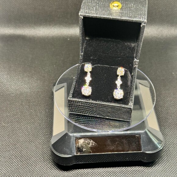 5.10 Ct White Diamond Solitaire Dangler Earrings, Amazing Sparkle- VIDEO - Picture 3 of 3